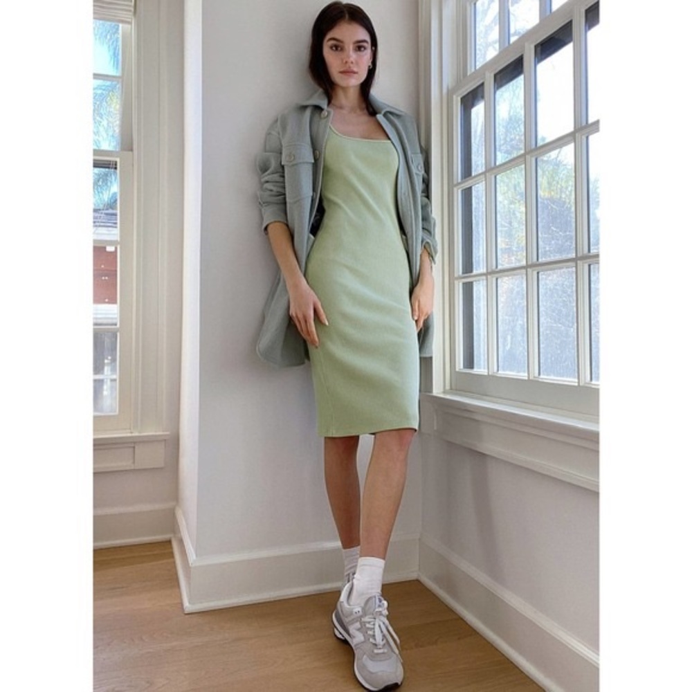 Aritzia Wilfred Free Murdock Silent Storm Green Midi Dress